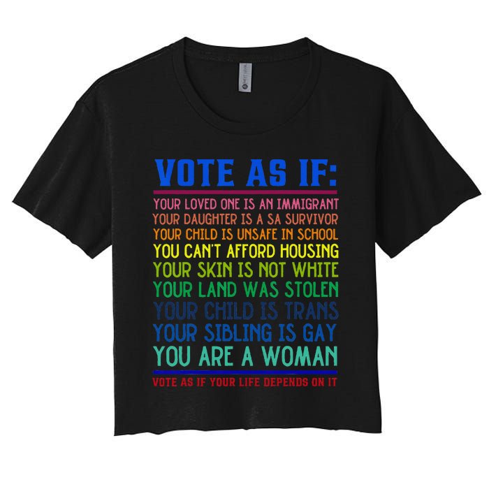 Vote As If Your Life Depends On It Human Rights Women's Crop Top Tee