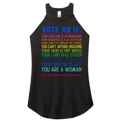 Vote As If Your Life Depends On It Human Rights Women's Perfect Tri Rocker Tank