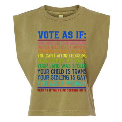 Vote As If Your Life Depends On It Human Rights Garment-Dyed Women's Muscle Tee