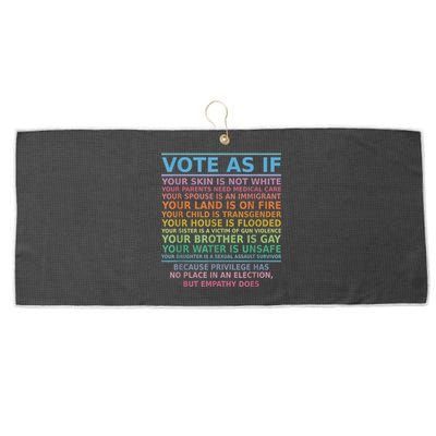 Vote As If Your Skin Is Not White Human's Rights Apparel Large Microfiber Waffle Golf Towel