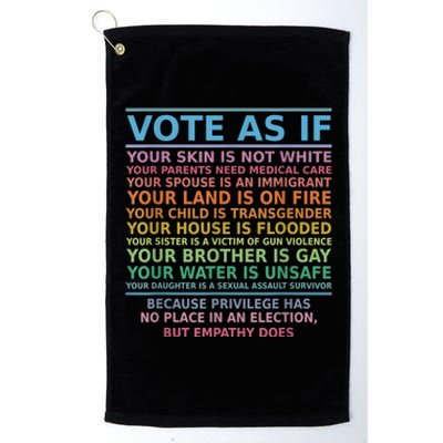 Vote As If Your Skin Is Not White Human's Rights Apparel Platinum Collection Golf Towel