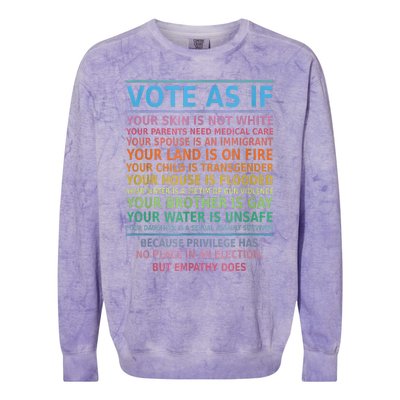 Vote As If Your Skin Is Not White Humans Rights Colorblast Crewneck Sweatshirt