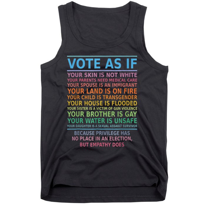 Vote As If Your Skin Is Not White Humans Rights Tank Top