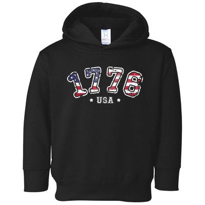 Vintage American Independence USA Flag 4th Of July 1776 Toddler Hoodie