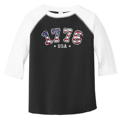 Vintage American Independence USA Flag 4th Of July 1776 Toddler Fine Jersey T-Shirt