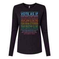 Vote As If Your Skin Is Not White Humans Rights Womens Cotton Relaxed Long Sleeve T-Shirt