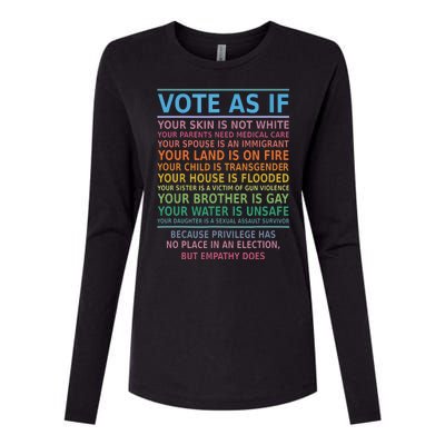 Vote As If Your Skin Is Not White Humans Rights Womens Cotton Relaxed Long Sleeve T-Shirt