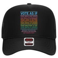 Vote As If Your Skin Is Not White Humans Rights High Crown Mesh Back Trucker Hat