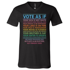 Vote As If Your Skin Is Not White Humans Rights V-Neck T-Shirt