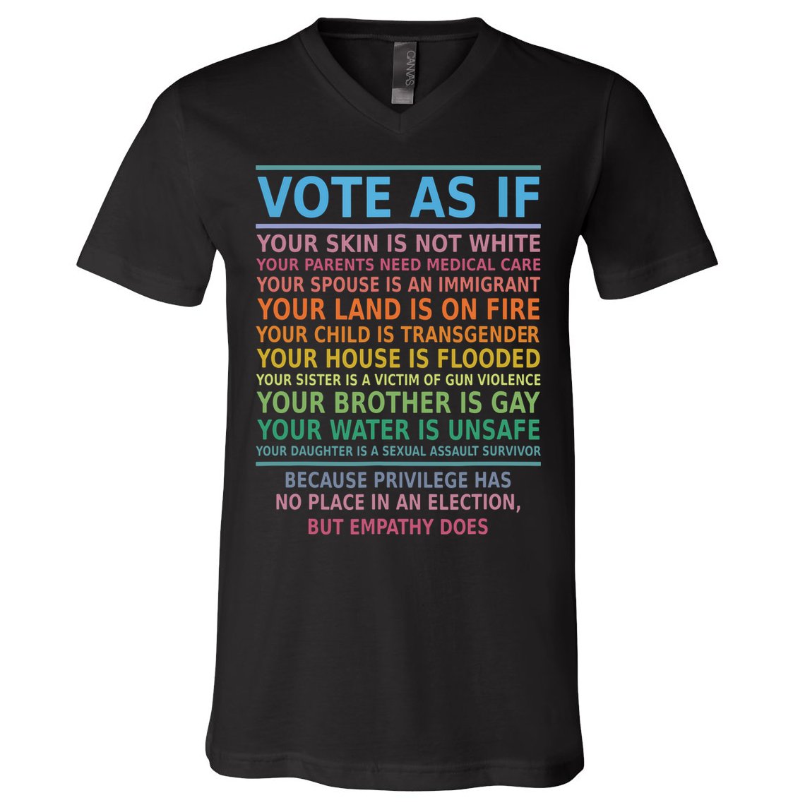 Vote As If Your Skin Is Not White Humans Rights V-Neck T-Shirt
