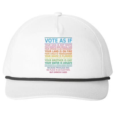 Vote As If Your Skin Is Not White Humans Rights Snapback Five-Panel Rope Hat