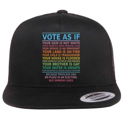 Vote As If Your Skin Is Not White Humans Rights Flat Bill Trucker Hat