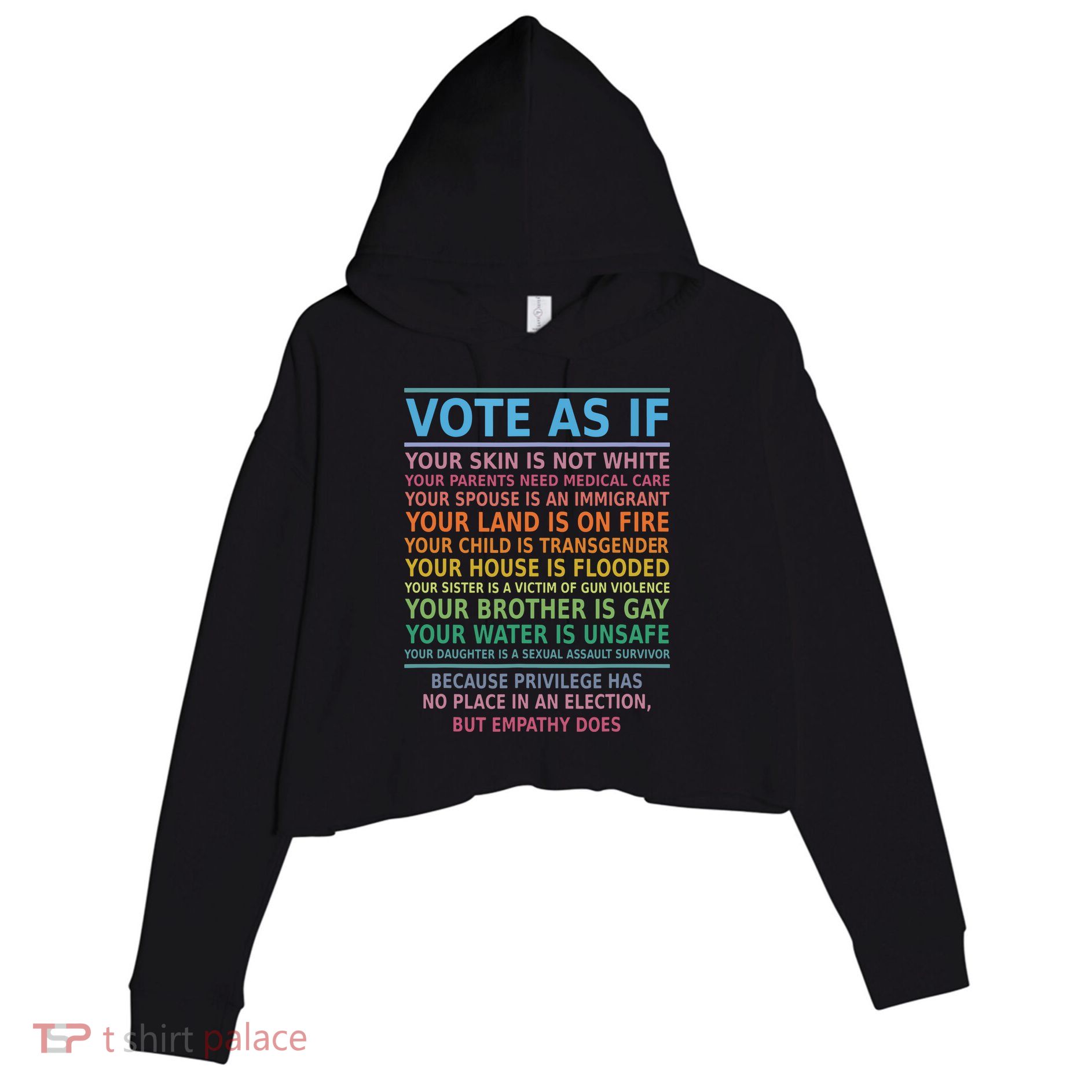 Vote As If Your Skin Is Not White Humans Rights Crop Fleece Hoodie