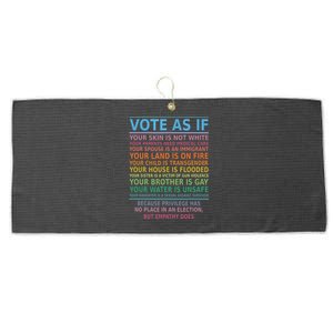 Vote As If Your Skin Is Not White Humans Rights Large Microfiber Waffle Golf Towel