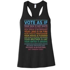 Vote As If Your Skin Is Not White Humans Rights Women's Racerback Tank