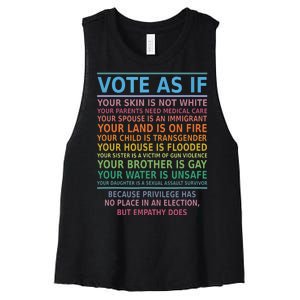 Vote As If Your Skin Is Not White Humans Rights Women's Racerback Cropped Tank