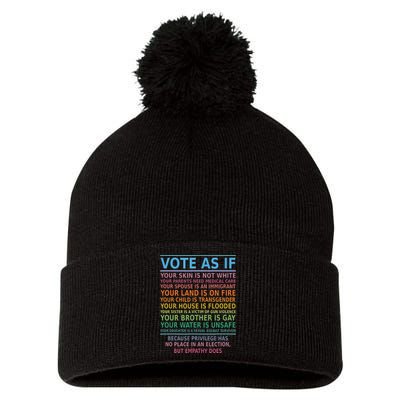 Vote As If Your Skin Is Not White Humans Rights Pom Pom 12in Knit Beanie