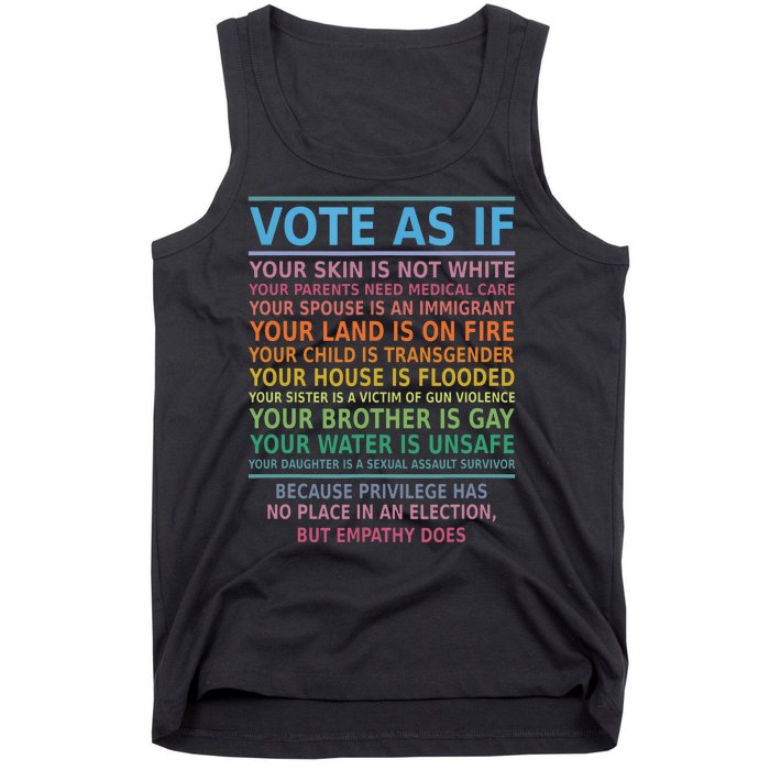 Vote As If Your Skin Is Not White Humans Rights Tank Top