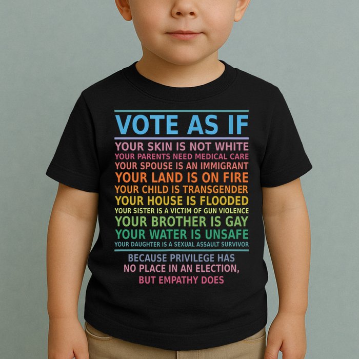 Vote As If Your Skin Is Not White Humans Rights Toddler T-Shirt