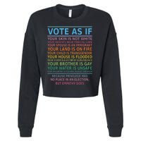 Vote As If Your Skin Is Not White Humans Rights Cropped Pullover Crew