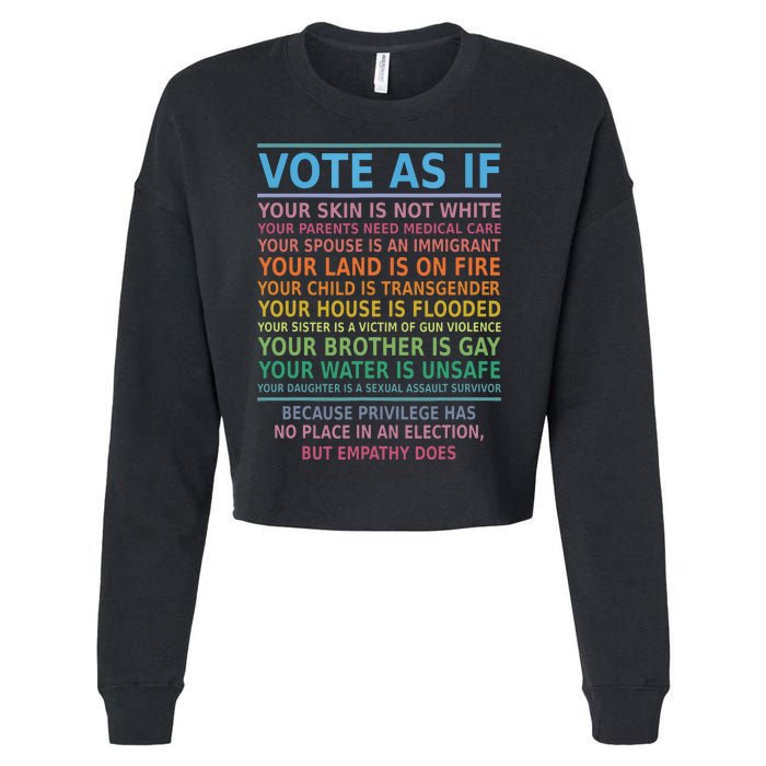 Vote As If Your Skin Is Not White Humans Rights Cropped Pullover Crew