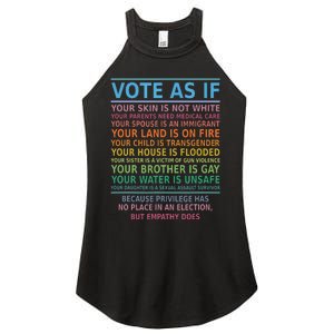 Vote As If Your Skin Is Not White Humans Rights Women's Perfect Tri Rocker Tank