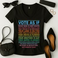 Vote As If Your Skin Is Not White Humans Rights Women's V-Neck T-Shirt