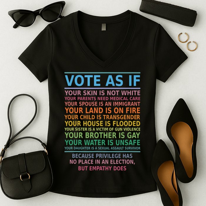 Vote As If Your Skin Is Not White Humans Rights Women's V-Neck T-Shirt