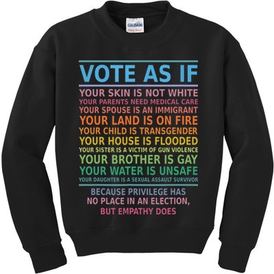 Vote As If Your Skin Is Not White Humans Rights Kids Sweatshirt