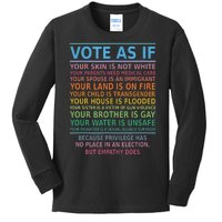 Vote As If Your Skin Is Not White Humans Rights Kids Long Sleeve Shirt