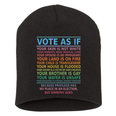 Vote As If Your Skin Is Not White Humans Rights Short Acrylic Beanie