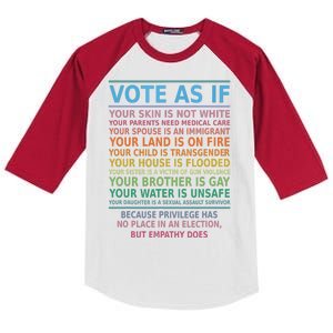 Vote As If Your Skin Is Not White Humans Rights Kids Colorblock Raglan Jersey