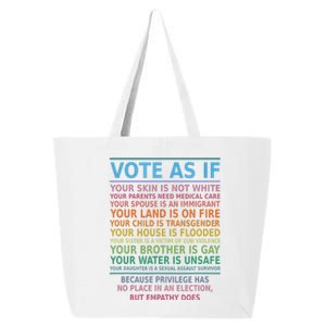 Vote As If Your Skin Is Not White Humans Rights 25L Jumbo Tote