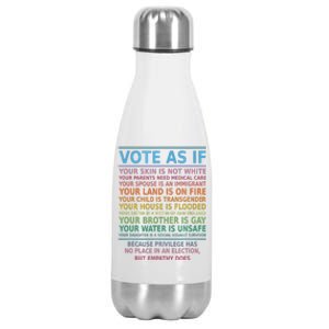 Vote As If Your Skin Is Not White Humans Rights Stainless Steel Insulated Water Bottle