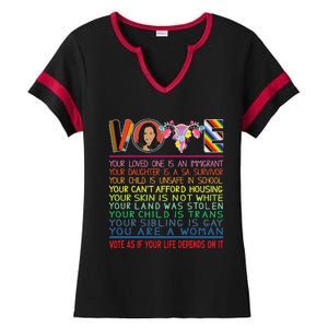 Vote As If Your Life Depends On It Kamala For The People Ladies Halftime Notch Neck Tee