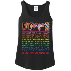 Vote As If Your Life Depends On It Kamala For The People Ladies Essential Tank