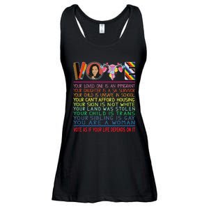 Vote As If Your Life Depends On It Kamala For The People Ladies Essential Flowy Tank