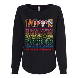 Vote As If Your Life Depends On It Kamala For The People Womens California Wash Sweatshirt