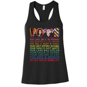 Vote As If Your Life Depends On It Kamala For The People Women's Racerback Tank