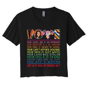 Vote As If Your Life Depends On It Kamala For The People Women's Crop Top Tee