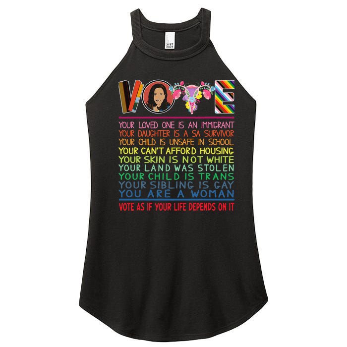 Vote As If Your Life Depends On It Kamala For The People Women's Perfect Tri Rocker Tank