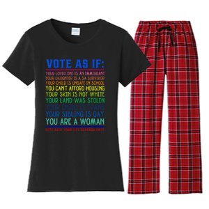 Vote As If Your Life Depends On It Human Rights Women's Flannel Pajama Set