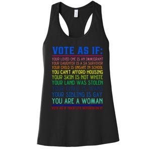 Vote As If Your Life Depends On It Human Rights Women's Racerback Tank