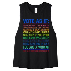 Vote As If Your Life Depends On It Human Rights Women's Racerback Cropped Tank