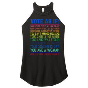 Vote As If Your Life Depends On It Human Rights Women's Perfect Tri Rocker Tank