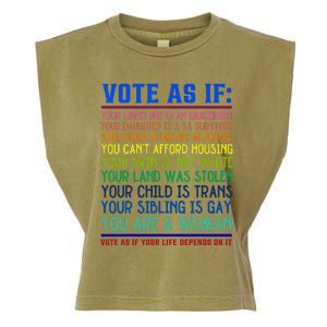 Vote As If Your Life Depends On It Human Rights Garment-Dyed Women's Muscle Tee