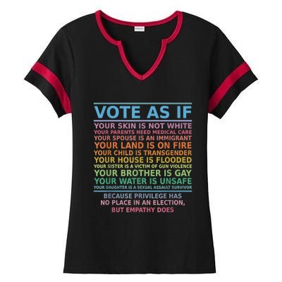 Vote As If Your Skin Is Not White Human's Rights Apparel Ladies Halftime Notch Neck Tee