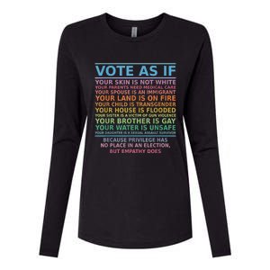 Vote As If Your Skin Is Not White Human's Rights Apparel Womens Cotton Relaxed Long Sleeve T-Shirt