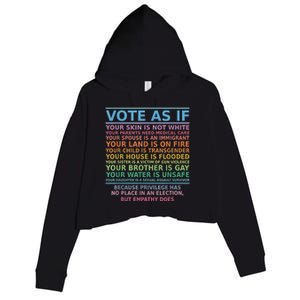 Vote As If Your Skin Is Not White Human's Rights Apparel Crop Fleece Hoodie