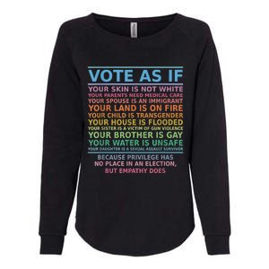 Vote As If Your Skin Is Not White Human's Rights Apparel Womens California Wash Sweatshirt